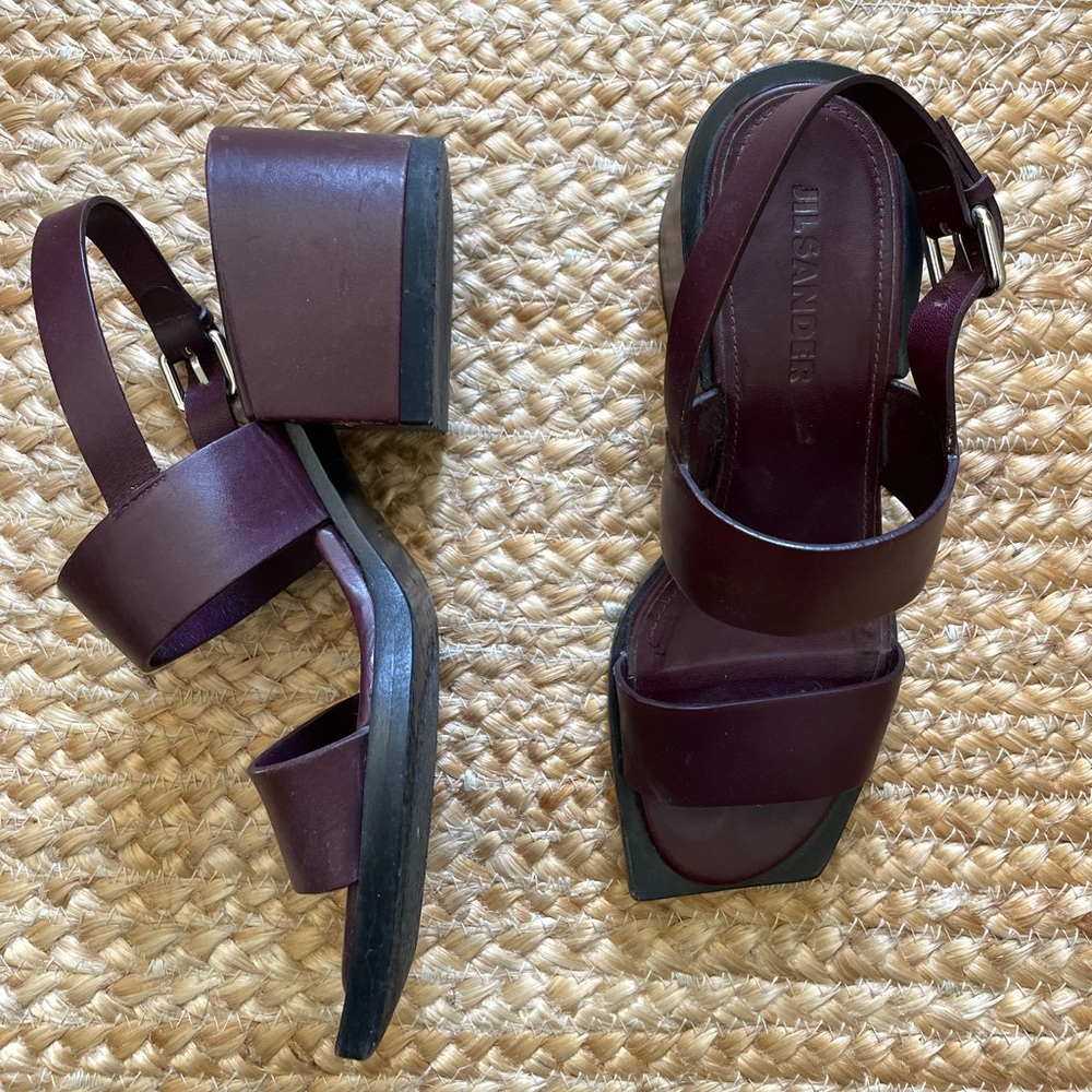 Jil Sander Block Heel Sandal with Square Toe